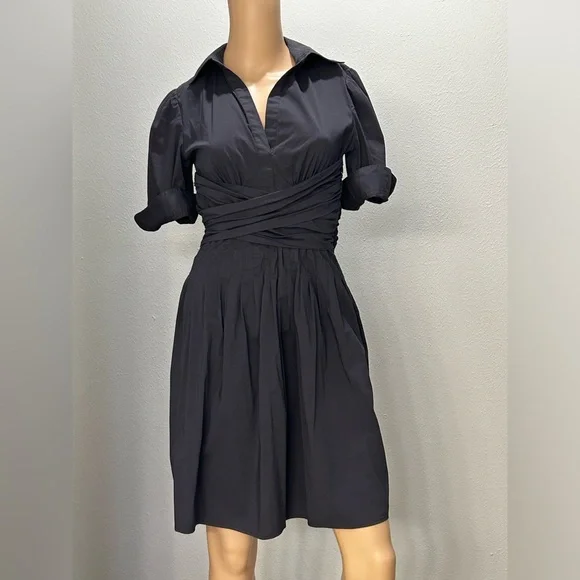 BCBG MaxAzria Collared Faux Wrap Shirt Dress sz 0 - Picture 14 of 16